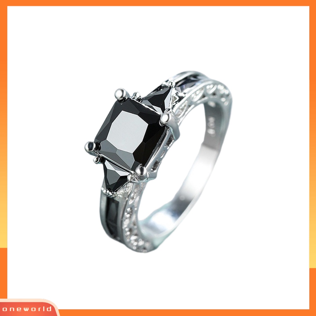 [EONE] Wanita Cincin Cubic Zirconia Eropa Dan Amerika Berongga Keluar Vintage Geometris Dekorasi Bersinar Lady Janji Pernikahan Band Cincin Perhiasan Aksesori