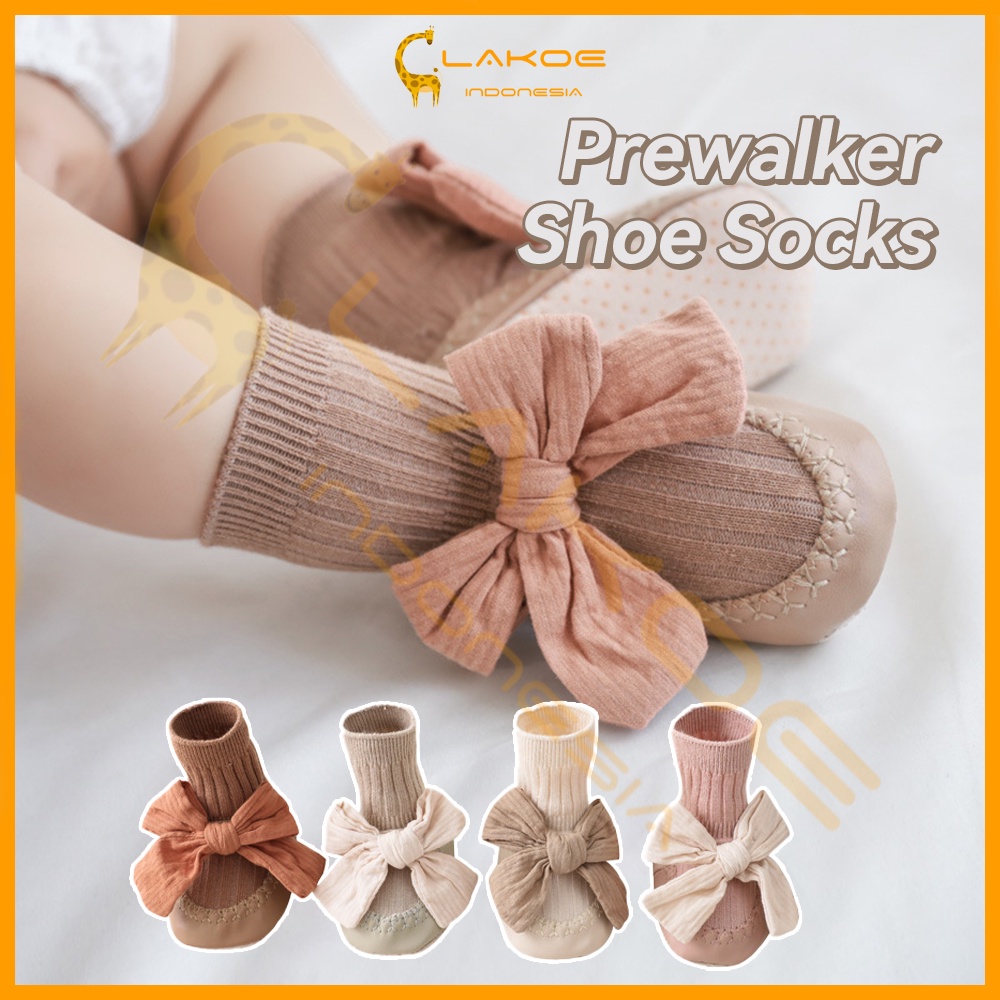 Lakoe Sepatu Bayi Prewalker Antislip Anak/Kaos kaki Ribbon Bayi/baby Skidder prewalker shoes