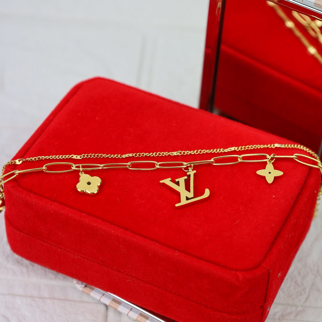 GROSIR Gelang tangan regal kombi L  V titanium stainless steel 316l anti karat import berkualitas bisa bayar di tempar COD