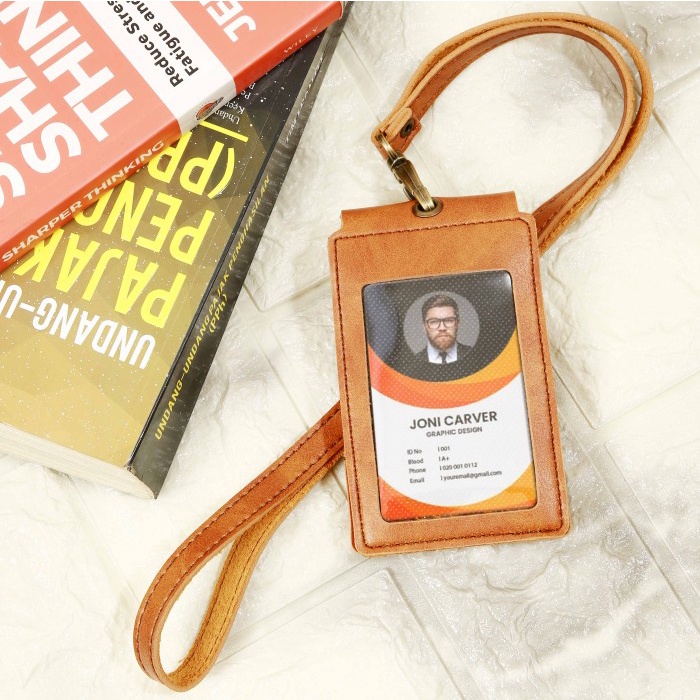 

ID Card Holder Magnet Name Tag Kulit Lanyard Kulit Magnet KARLWEB - Hitam, 1 MIKA DEPAN