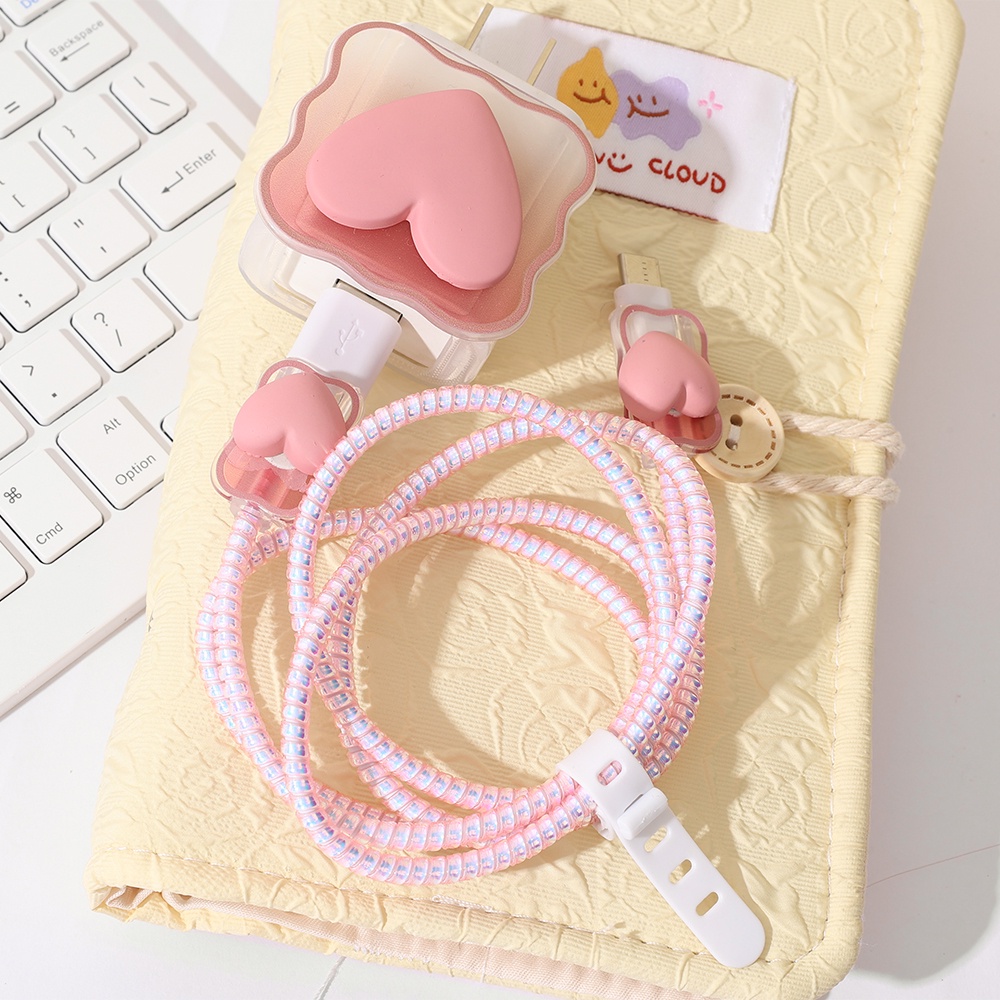 IPHONE [Unggulan] Charging Plug Wire Protective Sleeve Fast Charge Charger Penutup Pelindung Gradien Charger Adaptor Case Kabel USB Garis Organizer Shell Kompatibel Dengan Iphone18/20W