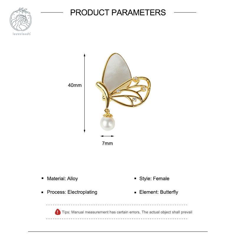 Bros kupu-kupu Pin Mutiara Aksesori Peniti Jas Wanita L