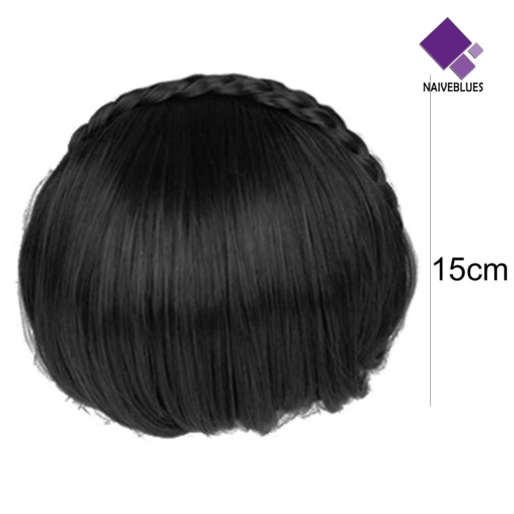 &lt; Naiveblues &gt; Braided Wig Hair Natural Looking Elastisitas Tertinggi Kecantikan Wanita Gril Rambut Palsu Dengan