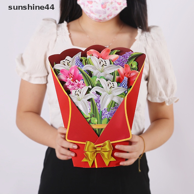 Sunshine 3D Fall Floral Bouquet Card Kertas Ukir Bunga Greeg Cards Hadiah ID