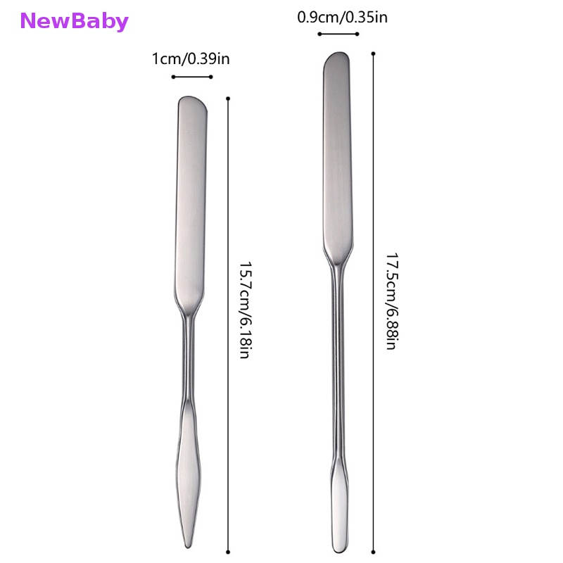 Newbaby 1PCS Kepala Ganda Alat Spatula Pencampur Makeup Kosmetik Bahan Stainless Steel Untuk Palet ID