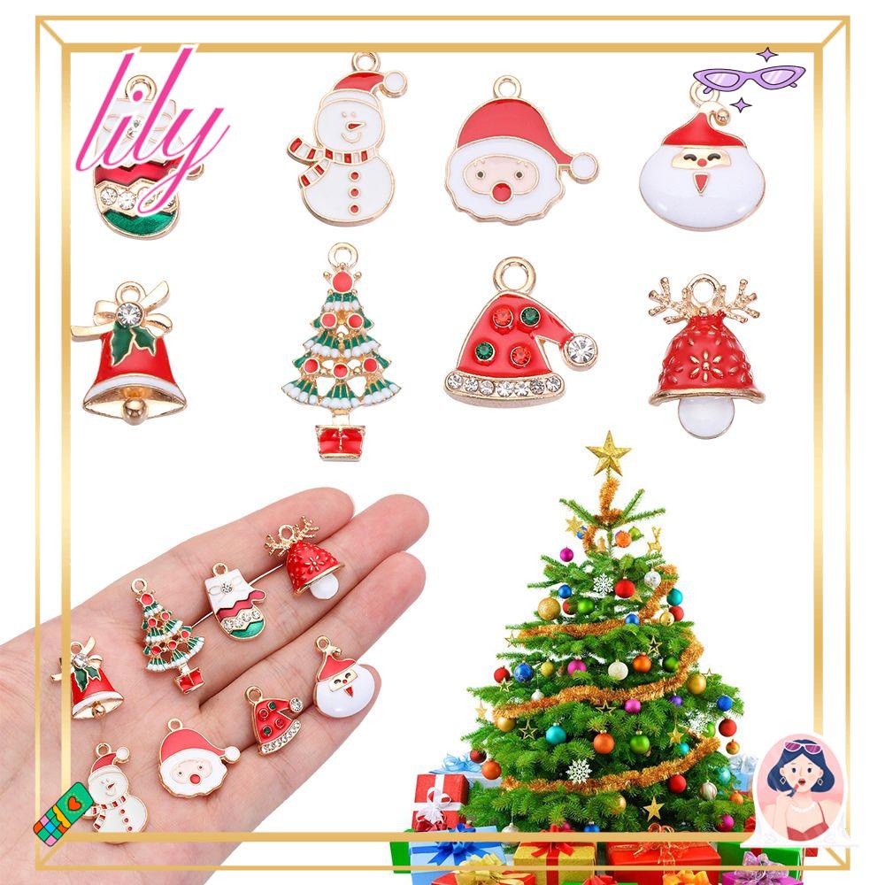 Lily 10pcs/lot Enamel Charms DIY Kerajinan Anting Gelang Santa Claus Liontin