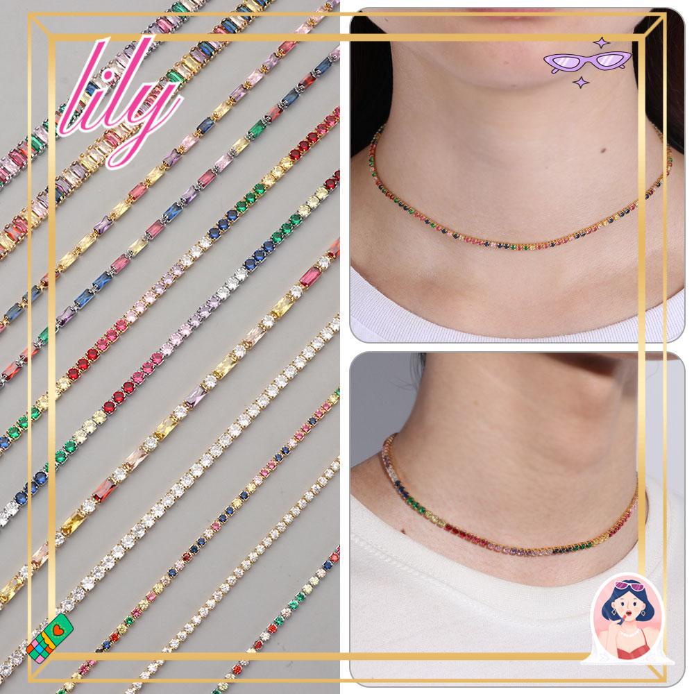 Lily Ncecklace Mewah Shiny Hias Berlian Imitasi Diamond Link Rantai