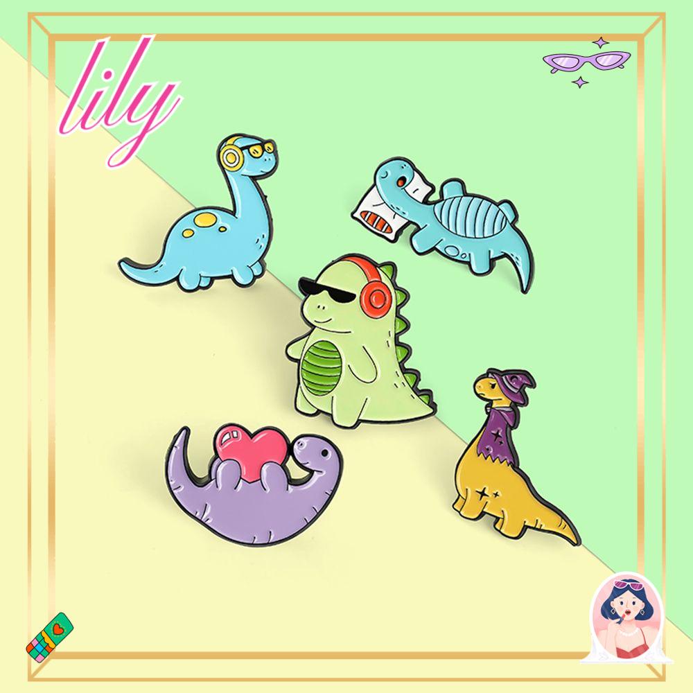 Lily Dinosaurus Bros Fashion Alloy Perhiasan Hewan Perhiasan Hadiah Untuk Hadiah Siswa Kerah Pin Lencana