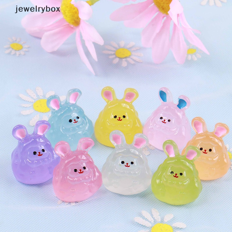 [jewelrybox] 2pcs Kartun Mini Kelinci Bercahaya Ornamen DIY Micro Ornamen Dekorasi Butik