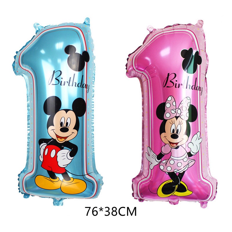 5pcs/set Anime Mickey Balon Mainan Film Aluminium Model Minnie Boneka Angka Perlengkapan Pesta Dekorasi Ulang Tahun Bayi