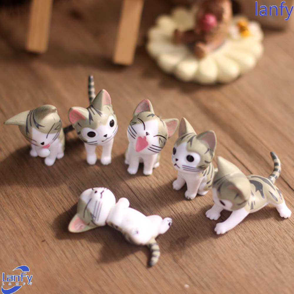 Lanfy Kucing Keju Lucu Kartun Dekorasi Rumah DIY Kerajinan Anak Hadiah Patung Miniatur