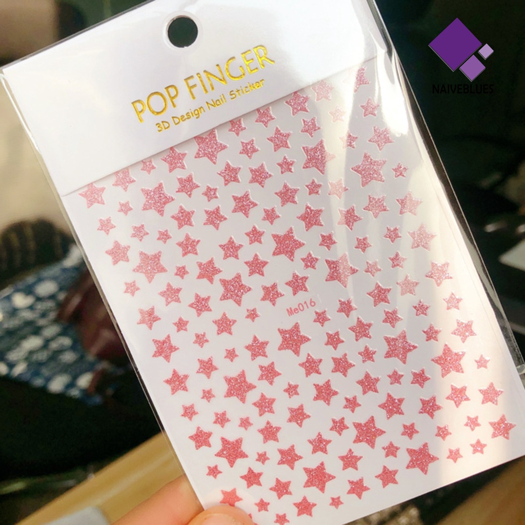 [naiveblues] Stiker Kuku Gloss Tidak Luntur Ultra Tipis Glitter Shiny Decals Transfer Tips Untuk Wanita