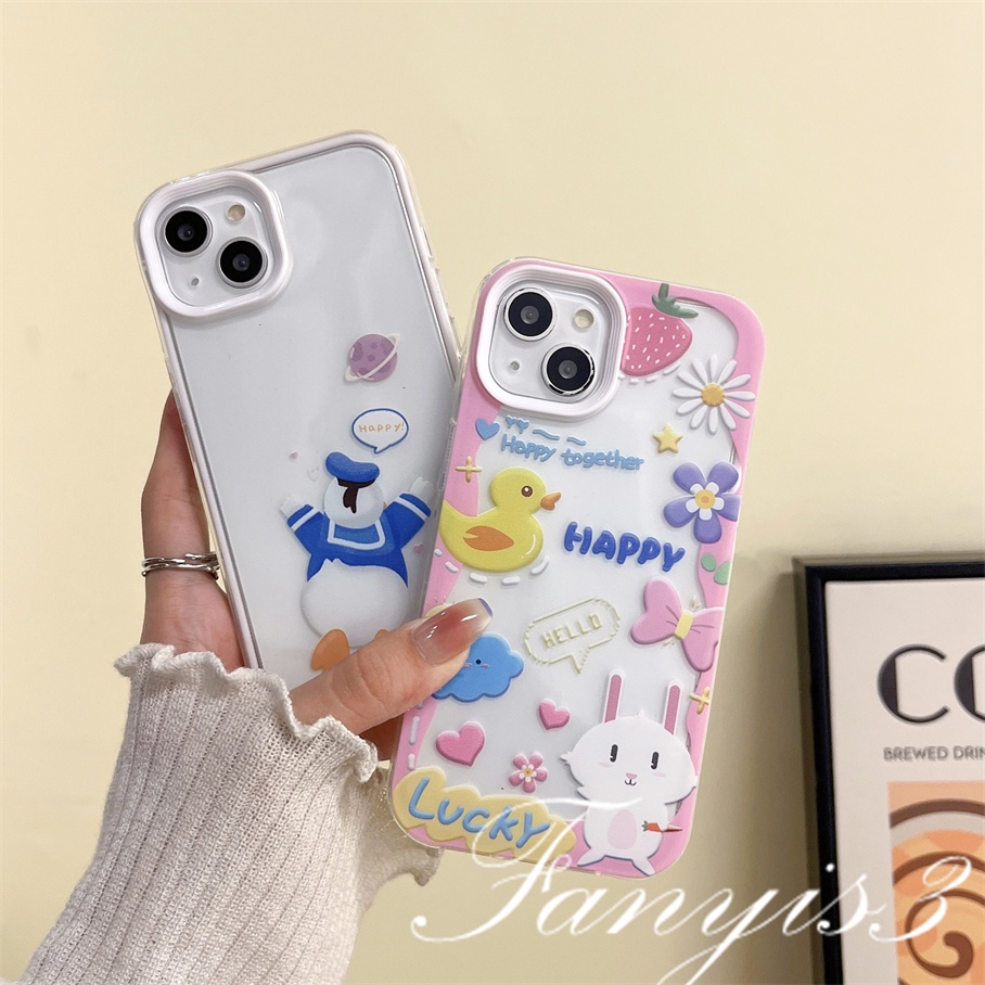 Redmi A1Plus 10C 10 10A 9 9A 9C 9T Note 11 Pro+ 11 11s 10s 10 9s 9 Pro Xiaomi Poco X3 X3NFC X3Pro 11 Lite Happy Duck Rabbit 3in1 Phone Case Soft Cover Pelindung