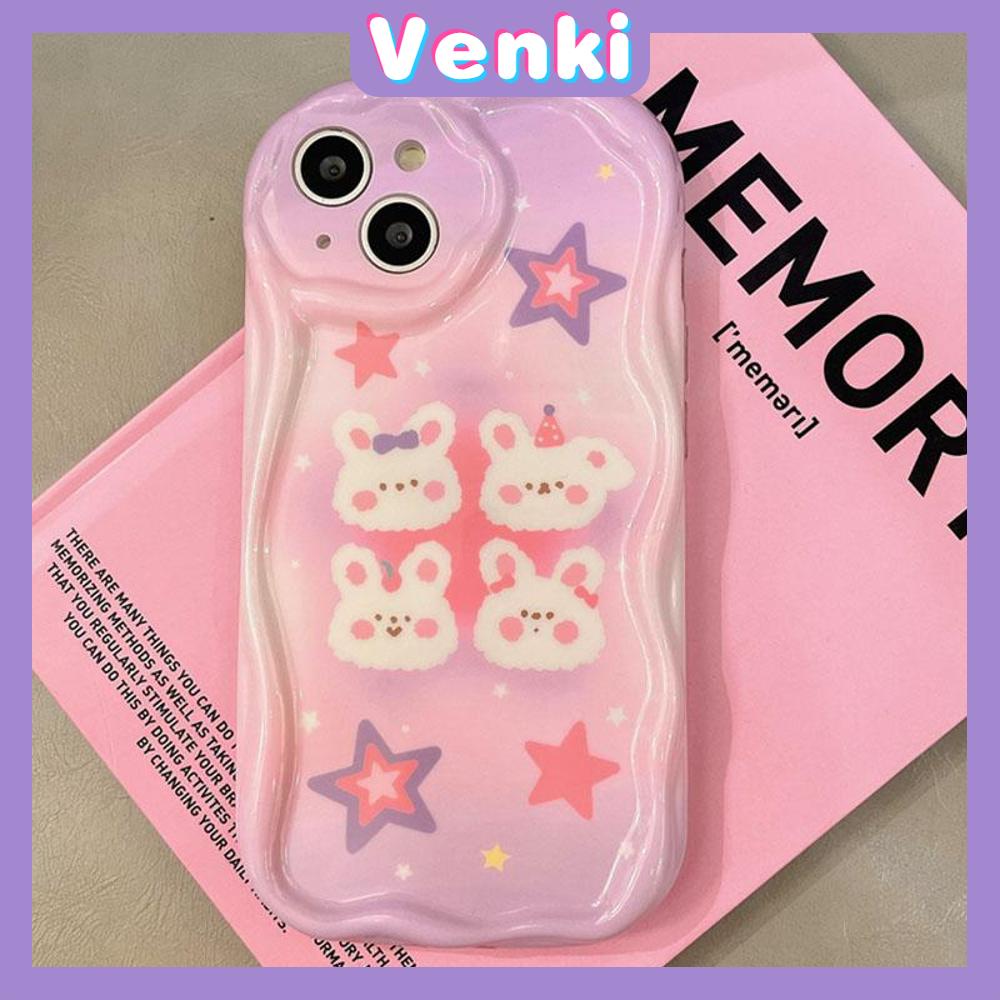 VENKI - For iPhone 14 Pro Max iPhone TPU Curved Edge Wave Case iPhone Case Soft Shell Stars Cute Bunny Compatible with iPhone 13 Pro max 12 Pro Max 11 xr xs max 7Plus 8Plus