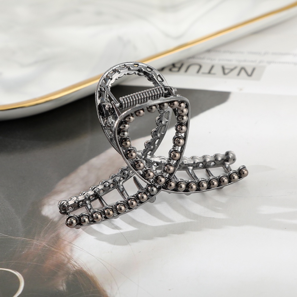 Fashion Alloy Cross Rambut Klip Mutiara Berlian Imitasi Jepit Rambut Hiu Klip Wanita Aksesoris Rambut