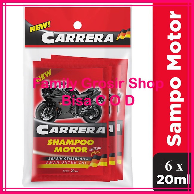 (6 Saset) Carrera Shampoo Motor 6`S 20Ml Shampoo Mobil