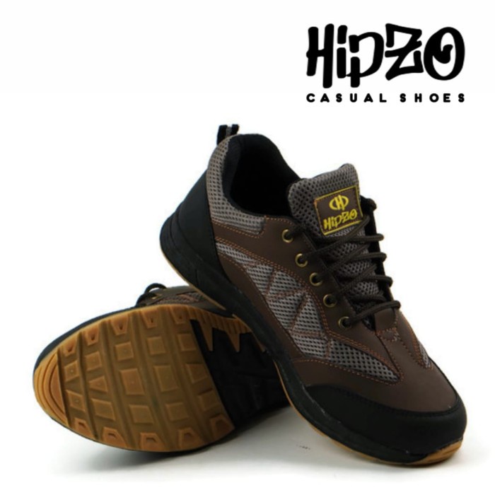 (COD) Sepatu Pria Casual Kerja Hipzo Sepatu Fashion Terbaru Sneakers Pria - Coklat, 43