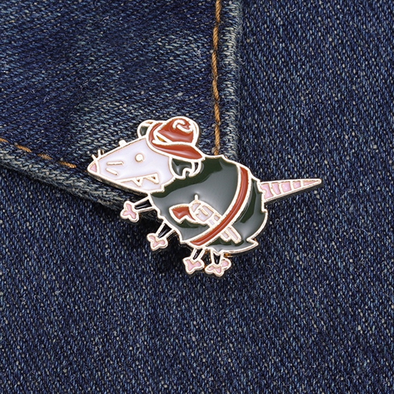 Lucu Koboi Tikus Enamel Pin Kartun Tikus Bros Lencana Pakaian Kerah Pin Perhiasan Hadiah Untuk Teman Anak