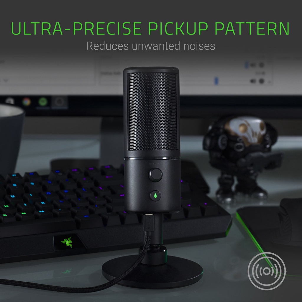 Razer Seiren X Streaming Gaming Microphone Compact Gaming Mic | Kaos Kaki Pendek | Dudukan shock Tanam