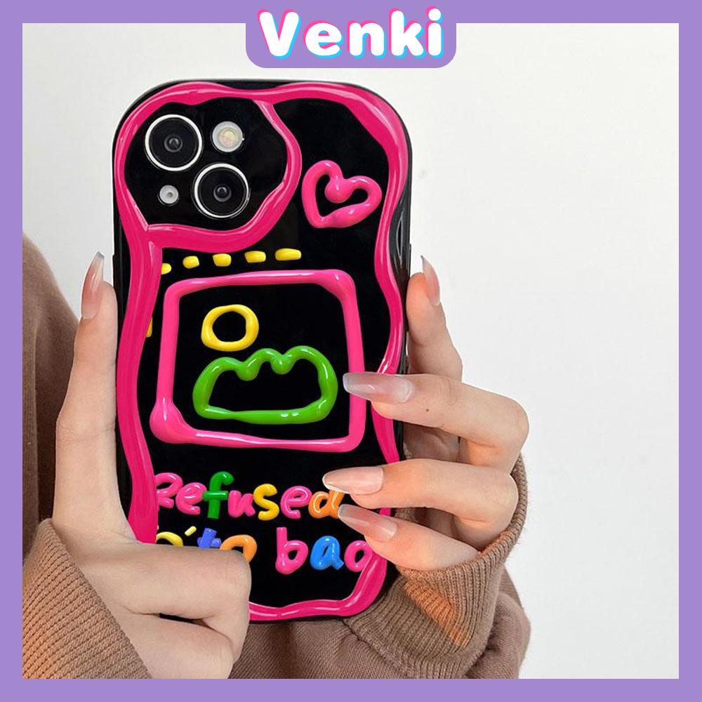 VENKI - For iPhone 11 iPhone Case 3D Curved Edge Wave Glossy Black TPU Airbag Shockproof Camera Cover Purple Bunny Compatible with iPhone 14 13 Pro max 12 Pro Max xr xs max 7 8Plus