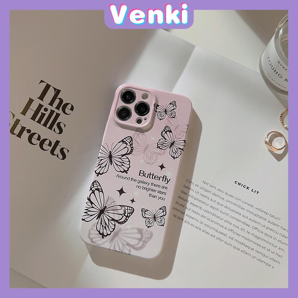 Venki - For iPhone 11 iPhone Case Black Glossy Soft Case TPU Shockproof Camera Cover Protection Butterfly Compatible with iPhone 14 13 Pro max 12 Pro Max xr xs max 7Plus 8Plus