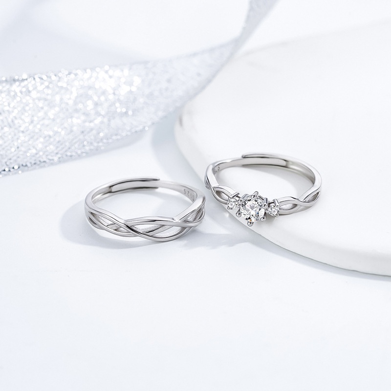 Cincin Couple Bahan Sterling Silver925Ikat Pernikahan Dengan Desain Hollow