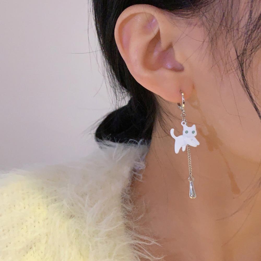 Mxbeauty Kitten Stud Earrings Kreatif Fashion Batu Permata Jumbai Tembaga Tetes Minyak Aksesoris Wanita