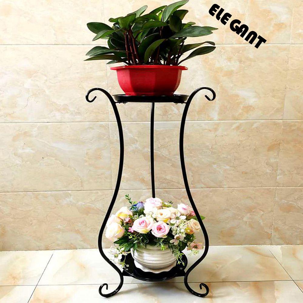 [Elegan] Nampan Pot Bunga Elegan Metal Taman Balkon Pajangan Indoor Tanaman Stand Shelf