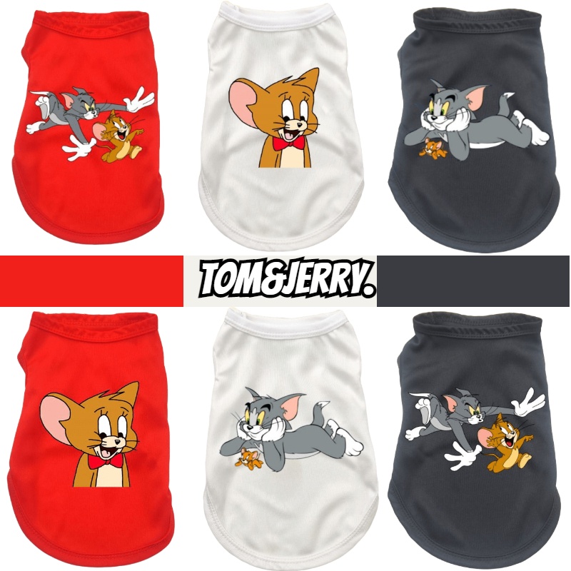 Rompi Anjing Peliharaan Model Tom and Jerry S-XXL Tank Top Katun Anjing Mini Sedang Besar Baru Pakaian Produk Hewan Peliharaan