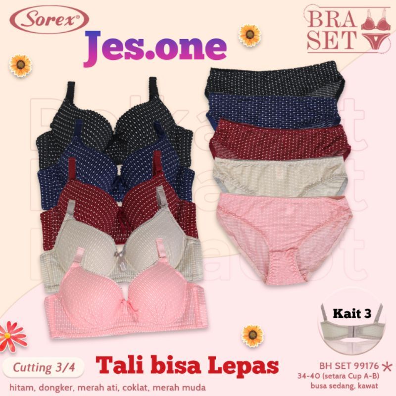 Sorex 99176 Bra Set Berkawat Busa Sedang Cup B Kait 3 | KL official