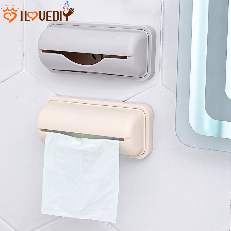 Mudah Ditarik Kantong Sampah Kotak Dinding Tempel Tempat Kantong Belanjaan Tahan Debu Roll Kertas Organizer Case Makanan Cling Wrap Film Storage Bin Untuk Dapur Kamar Mandi Tidur