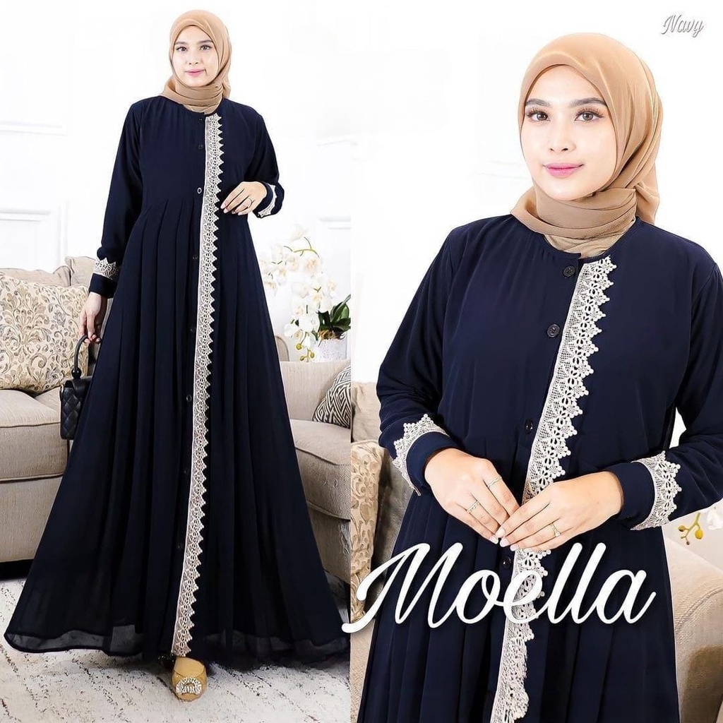 GAMIS STORE - Moela Maxy Gamis Muslim Maxi Matt Ceruty Babydoll Fit To XL Besar l Dress Gaun Pesta Kondangan Premium