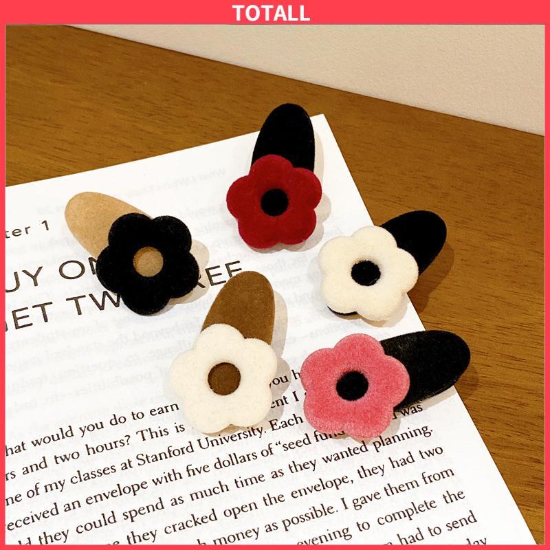 COD Jepit Rambut Wanita Korea Retro Velvet Flower Hair Clip Women High-end Bangs Side Clip Head Ornament-Totall