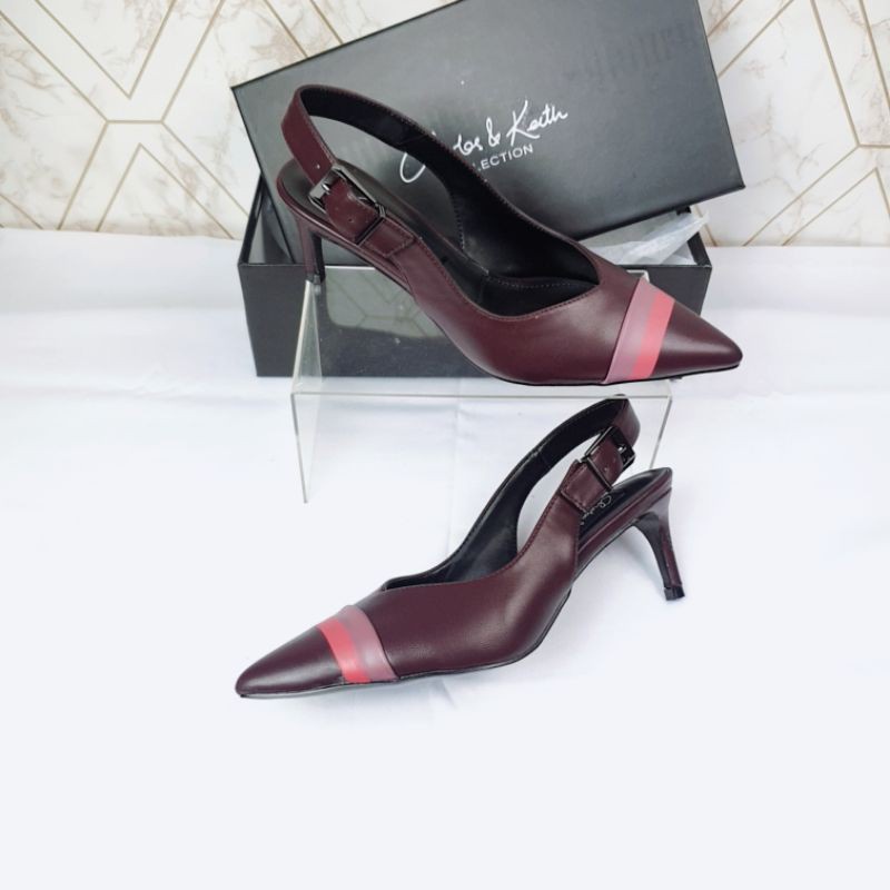 CxK Sepatu Wanita Slingback heels with stripe 1605-1