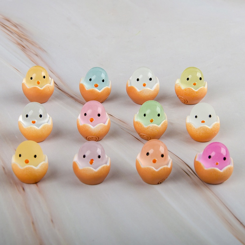 1 Pc Warna Acak Bercahaya Pecah Cangkang Telur Cewek Resin Kartun Flatback DIY Miniatur Lanskap Rumah Boneka Mobil Dekorasi Aksesoris