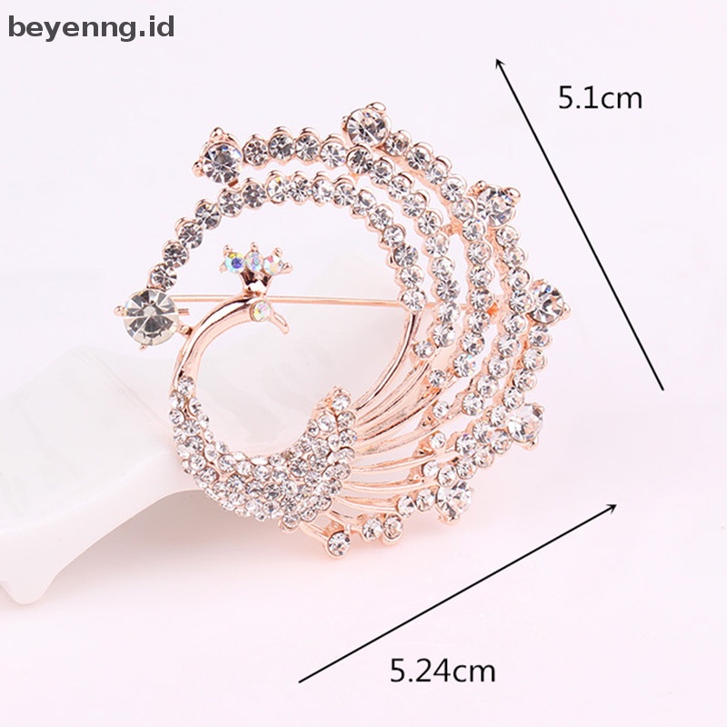 Beyen Kristal Merak Hewan Korsase Perjamuan Dekorasi Wanita Syal Bros Pin Perhiasan ID