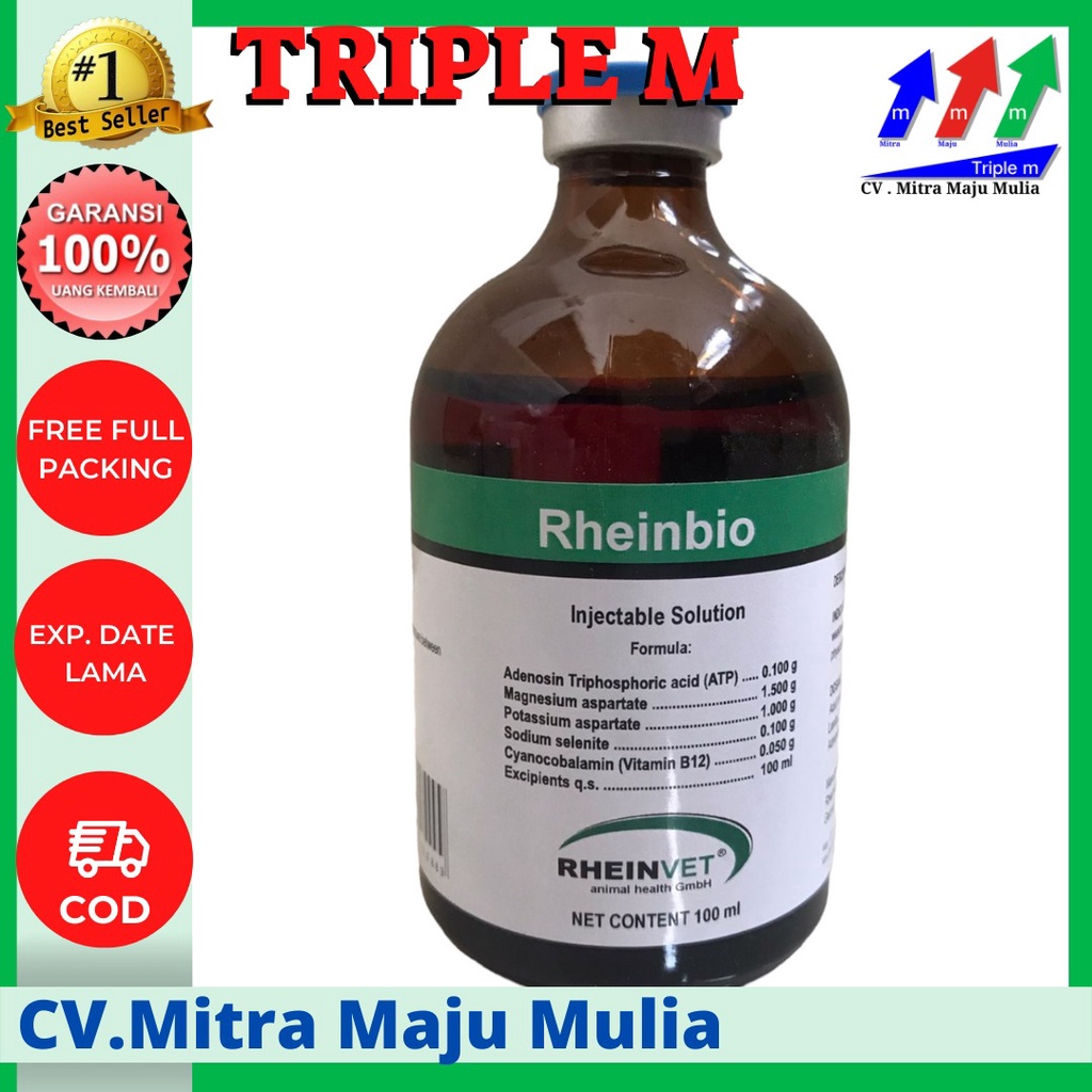 RHEINBIO 100 ML Injeksi ATP - Penguat Otot dan Penambah Stamina Hewan