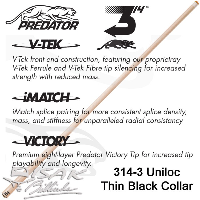 Predator 314-3 TBC Shaft - Uniloc Low Deflection Billiard Stick Biliar