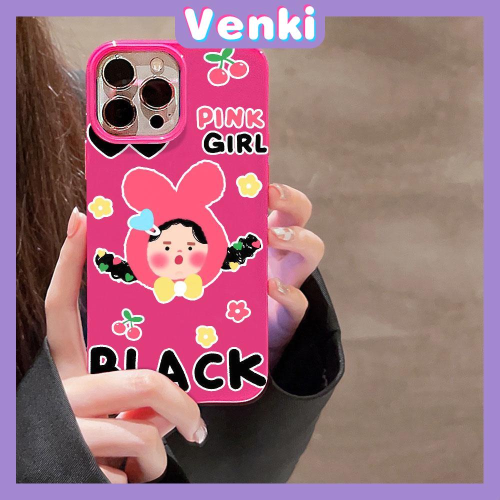 VENKI - For iPhone 11 iPhone Case Red Glossy TPU Soft Case Shockproof Protection Camera Cute Curly Hair Girl Compatible with iPhone 14 13 Pro max 12 Pro Max xr xs max 7Plus 8Plus