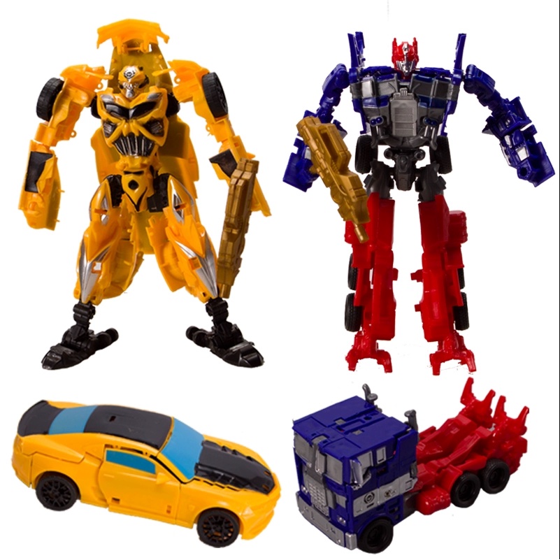 Transformer Classic Optimus Prime Bumble Bee Action Figure Mainan Transformasi Robot Mobil Mainan Topper Kue