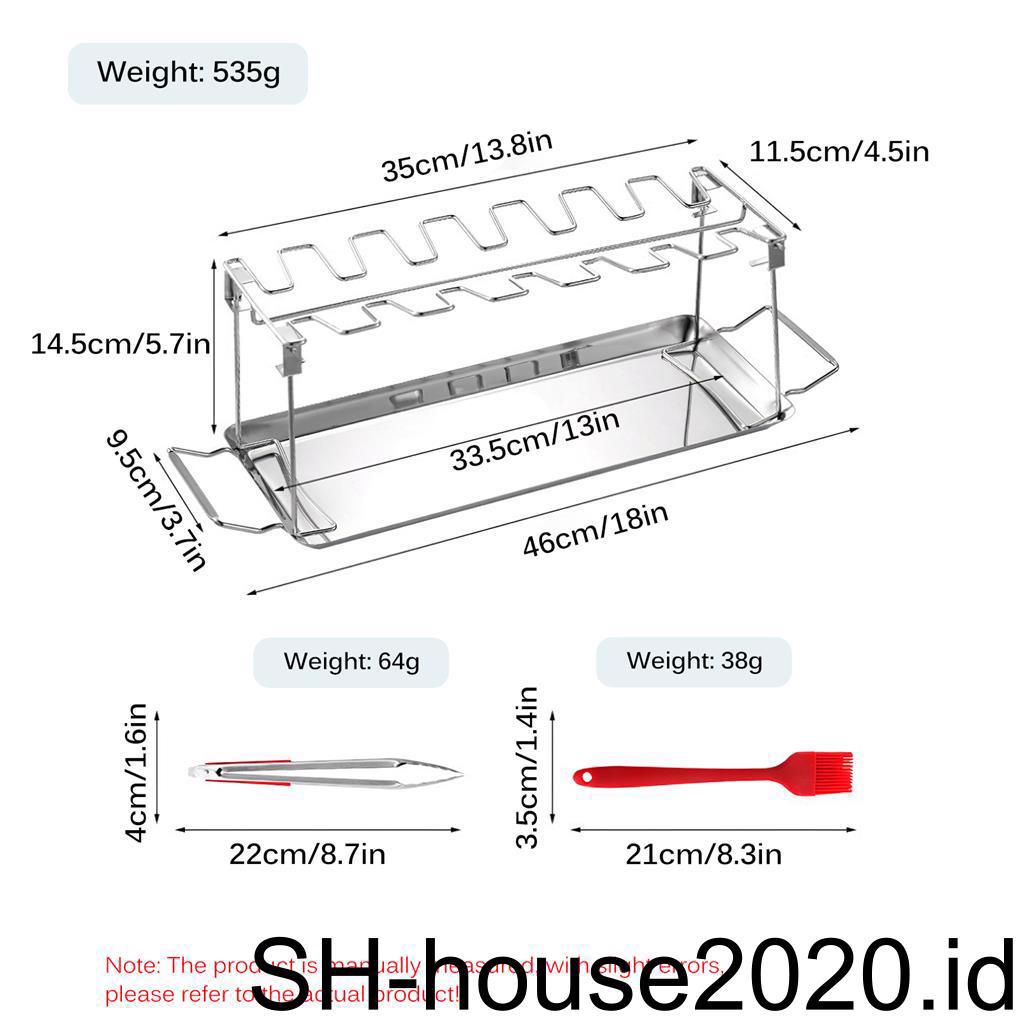 Rak Kaki Ayam Dan Sayap Untuk Digunakan Drumstick Oven Leg Rack Easy Rack Chicken Penghisap Asap Ayam 14holder Grill to Chicken Slot Wing Steel Stainless Untuk Masak Sempurna