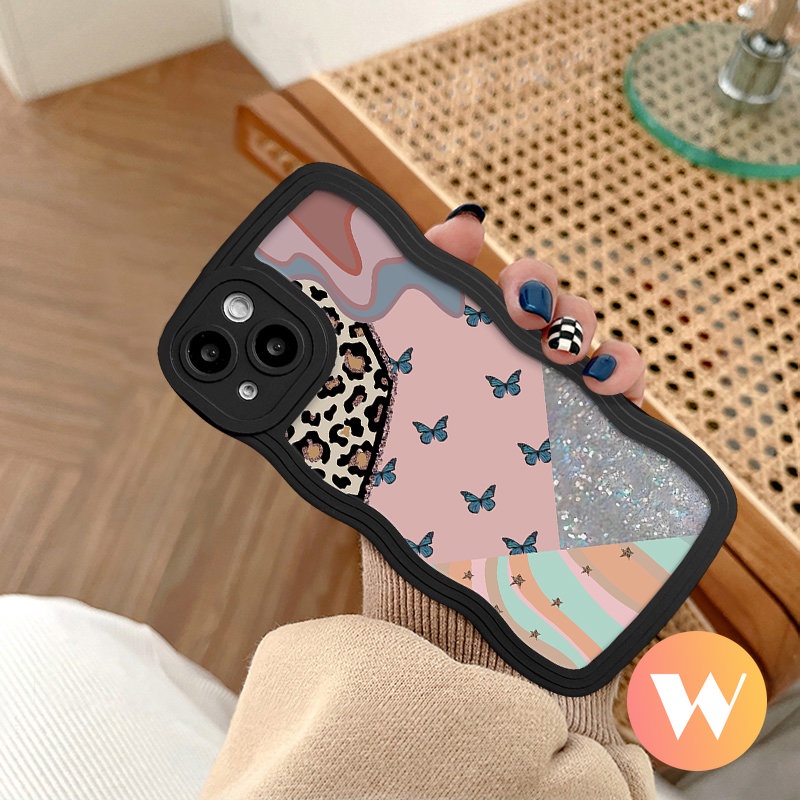 Casing TPU Lembut Tepi Bergelombang Untuk Redmi Note11 8 11s 9s Pro Max10 9 10s Redmi A1 10C 9C NFC 9T A1+9A 12C 10 9 10A Mi 11T Pro POCO M3 NFC Pro X3 Fashion Retro Fantasy Case Kupu-Kupu