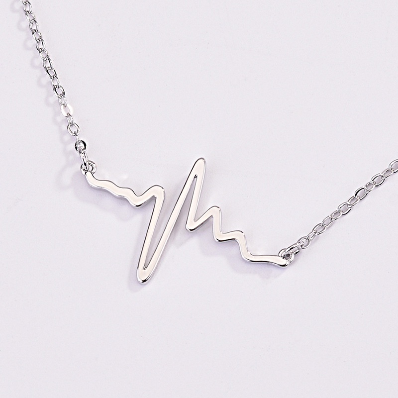 Goldkingdom Fashion Perhiasan Aksesoris Ready Stock Klavikula Pendek Cinta Ekg Detak Jantung Kalung