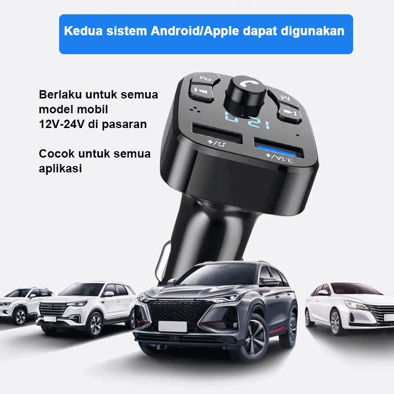 Indoholic Car Charger 2 Port USB Chargers, FM &amp; Bluetooth Transmitters Mobil Dual Port USB + MP3 Player