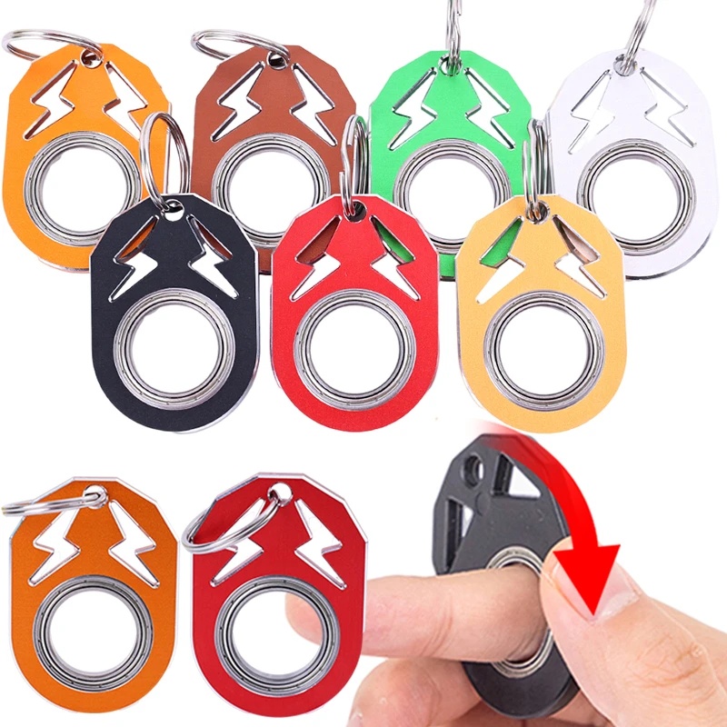 Mainan Tangan Untuk Hadiah Pereda Kecemasan Meringankan Gelisah Mainan Dewasa Ujung Jari Logam Spinner Boredom Rotator Fluorescence Antistress Hadiah Pesta Ulang Tahun Rotasi Keychain Finger Key Ring