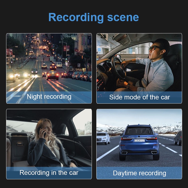 Dash Cam Mobil 1440p Dual Lens Front Inner Night Vision 3&quot; Ips Screen G-sensor 170°angle Loop Recording