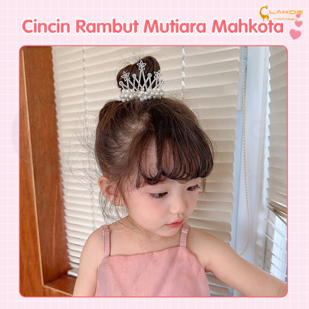 Lakoe Ikat Rambut Elastis Gaya Motif Mahkota Mutiara/Ikat Rambut Anak/Ikat Rambut Wanita