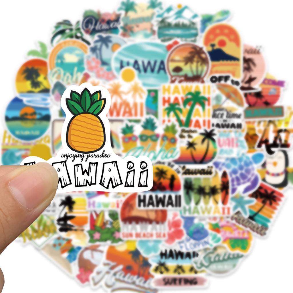 50pcs/set Hawaii Musim Panas Graffiti Stiker Gitar Note Koper DIY Tahan Air Dekorasi Stiker