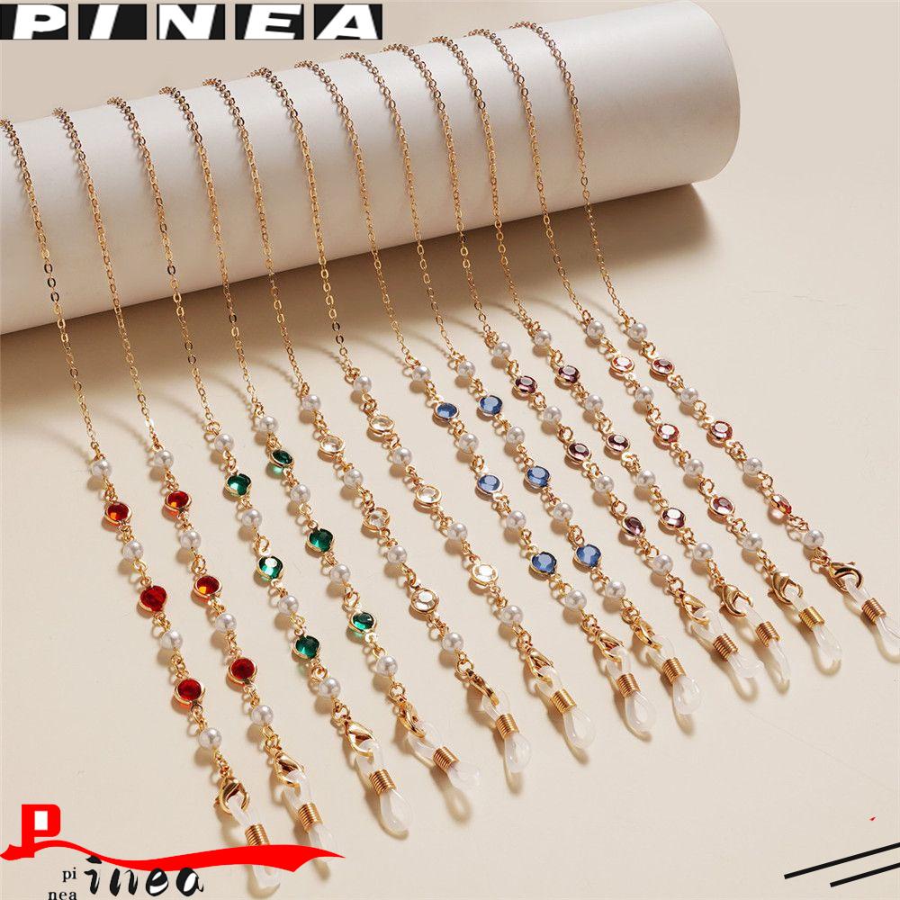 Rantai Kacamata Nanas Anti Hilang Kalung Extender Rantai Manik-Manik Kristal Logam