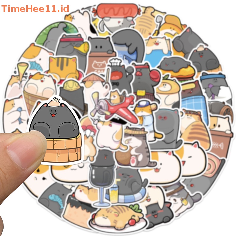 Timehee 50PCS Original Lucu Kartun Kucing Laptop Graffiti Stiker Untuk Gitar Notebook Stiker Scrapbooking Bahan Decal Kreatif Stiker ID